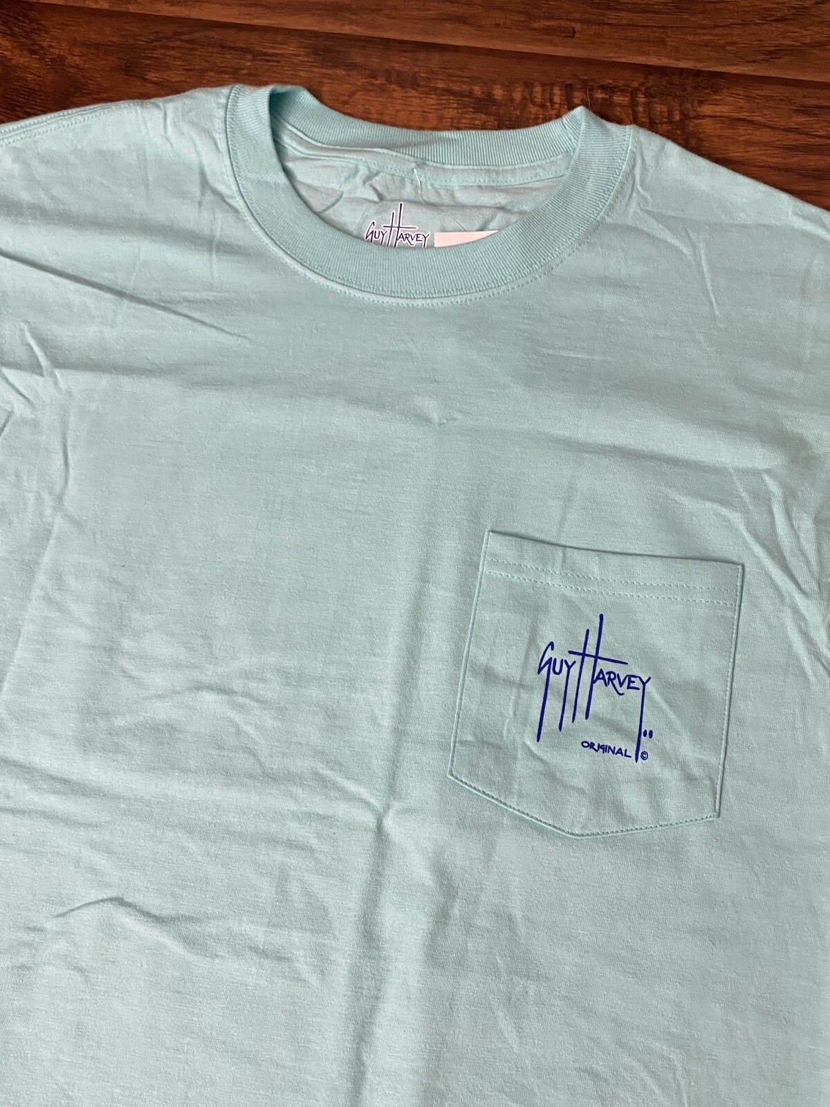 Guy Harvey Aftco Mens Marlin Fish Pocket Turquoise Pocket T-Shirt NWT Size M gallery