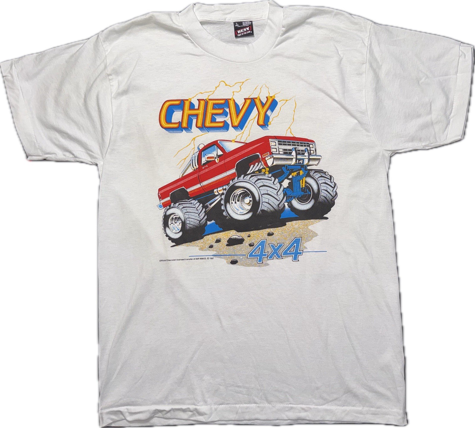 Vintage 80’s NOS Large White Chevy 4x4 Truck Shirt. 50/50. Single Stitch. USA. gallery