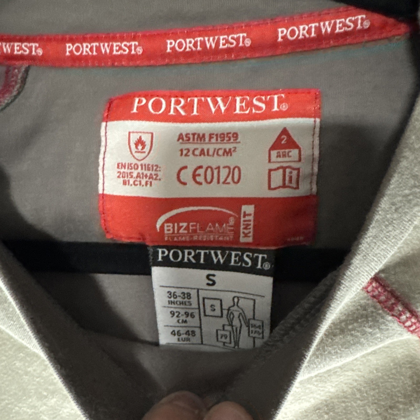Portwest Biz Flame Resistant Knit Mens S Gray Long Sleeve T-shirt Work Utility gallery