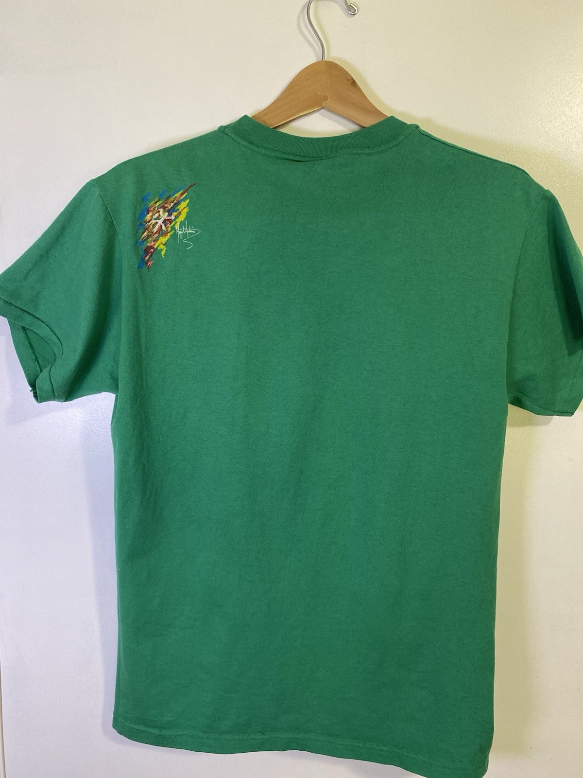 Vintage Hanes Heavyweight Green T-Shirt Medium Compass Rose Nautical 50/50 gallery