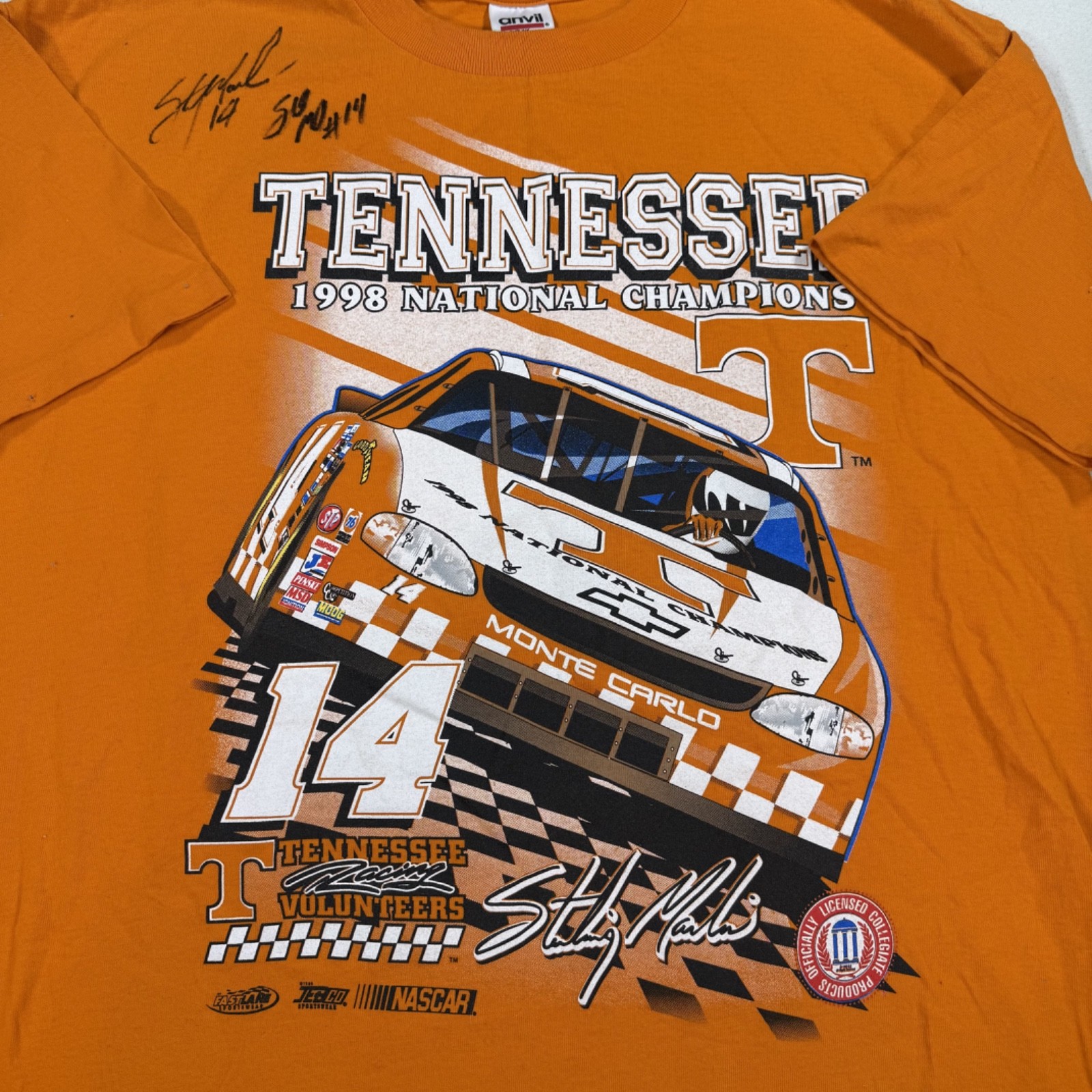 vintage 1998 Tennessee National Champs Sterlin Marlin T shirt Signed by Sterlin gallery