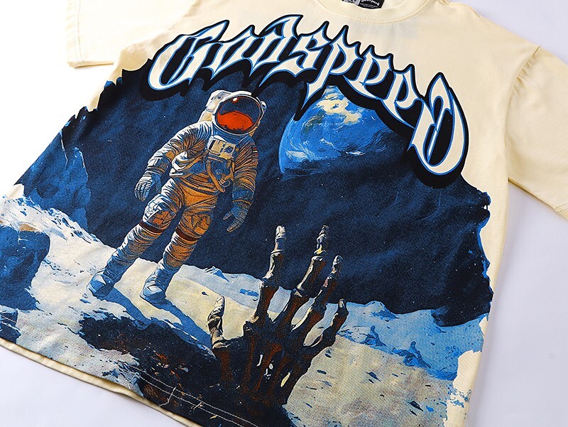 Buchstaben gedruckt Wasser Waschen T-Shirt Männer und Frauen Retro Kurzarm gallery