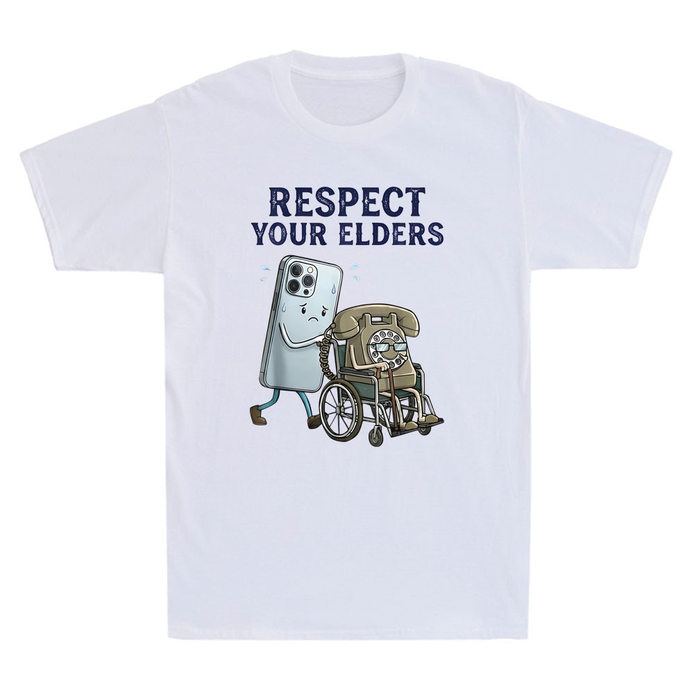Respect Your Elders Retro Smartphone Technology Funny Meme Quote Men's T-Shirt gallery