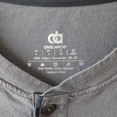 David Archy Shirt Mens Large Gray Short Sleeve Crew Neck Button Casual Shirt