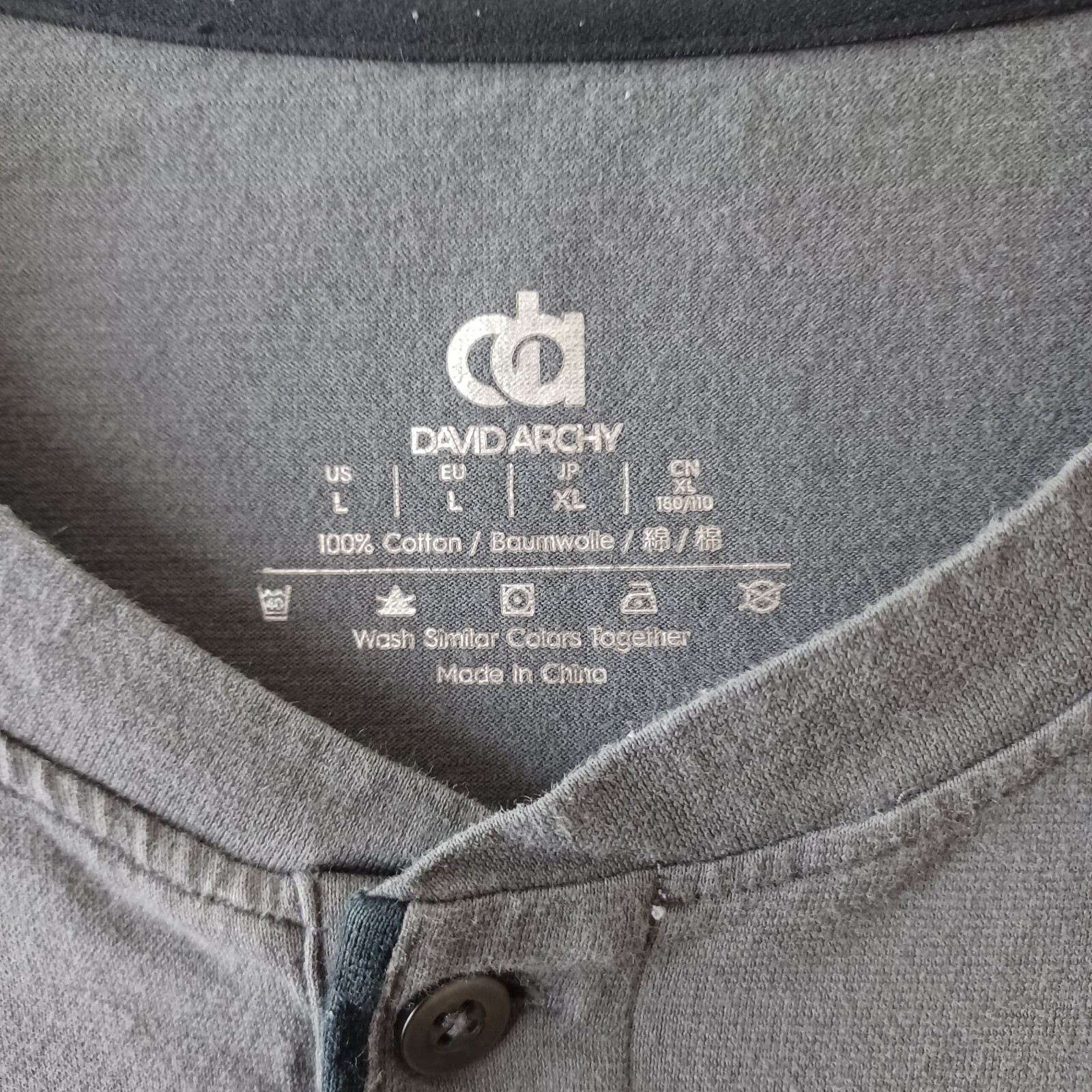 David Archy Shirt Mens Large Gray Short Sleeve Crew Neck Button Casual Shirt gallery