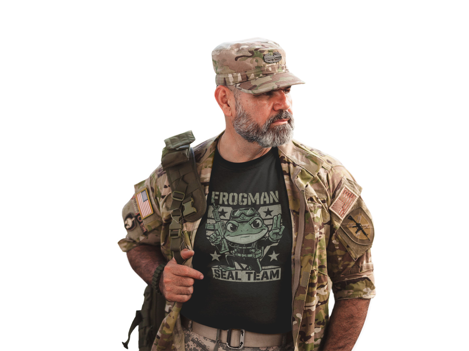 Frogman Navy SEAL Tactical Recon Frog Military M4A1 Carbine DEVGRU Funny T-Shirt gallery