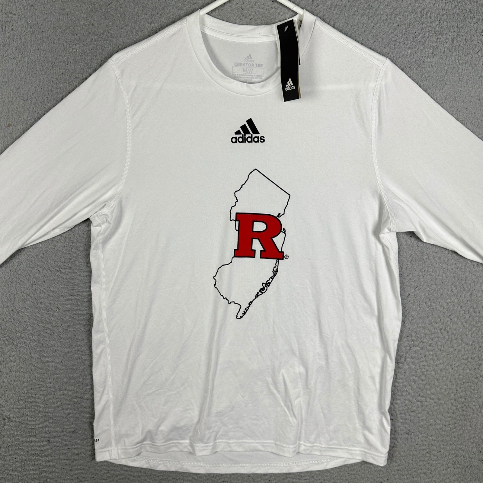 NEW Rutgers Scarlet Knights Adidas T-Shirt Men Medium White Creator Tee Crewneck gallery