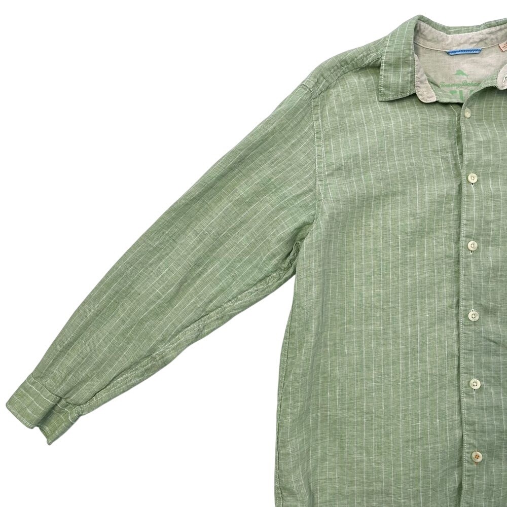 Tommy Bahama Relaxed 100% Linen Mint Green Long Sleeve Button Down Shirt 477 gallery