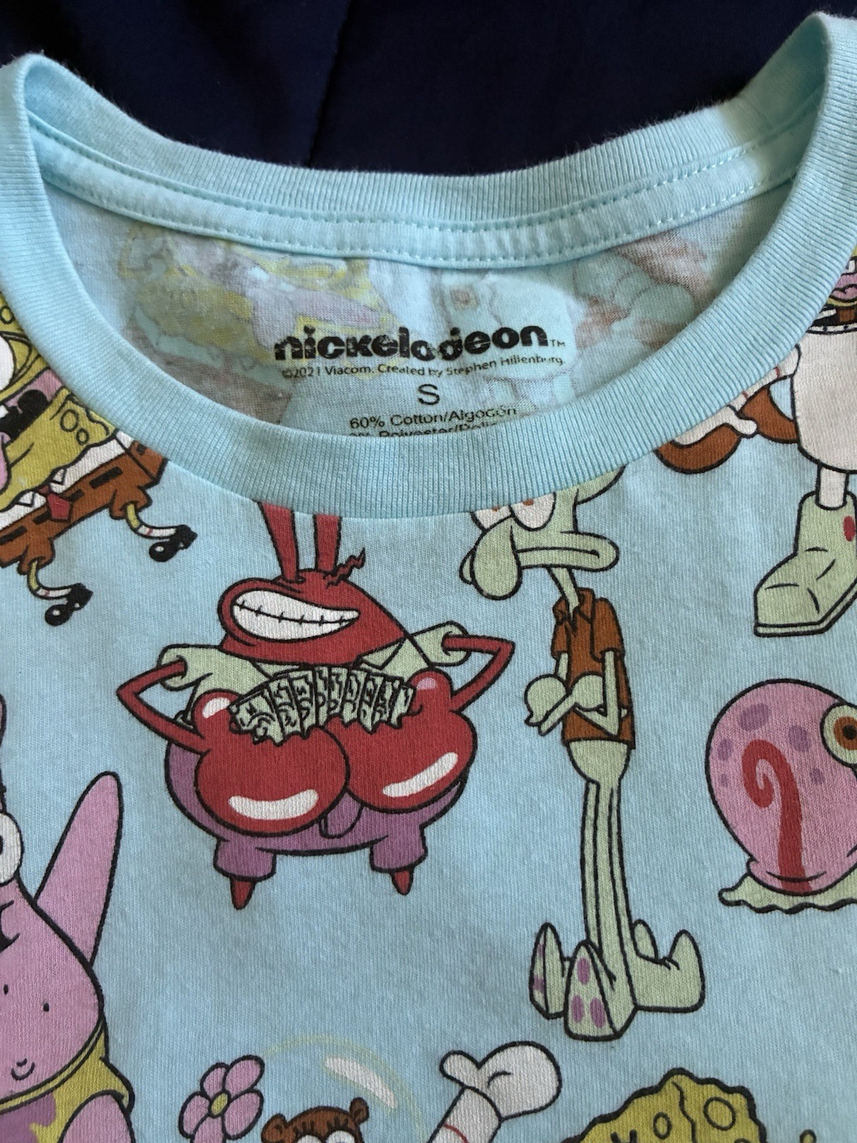 Nickelodeon SpongeBob SquarePants Men’s Blue Graphic Print Crew T-Shirt Size S gallery