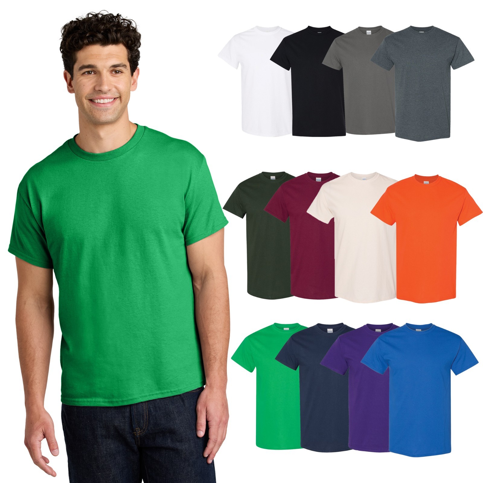 Gildan Men's Heavy Cotton T-Shirts, Classic Fit Tee, 12-Pack, Mix Colors, S-5XL gallery
