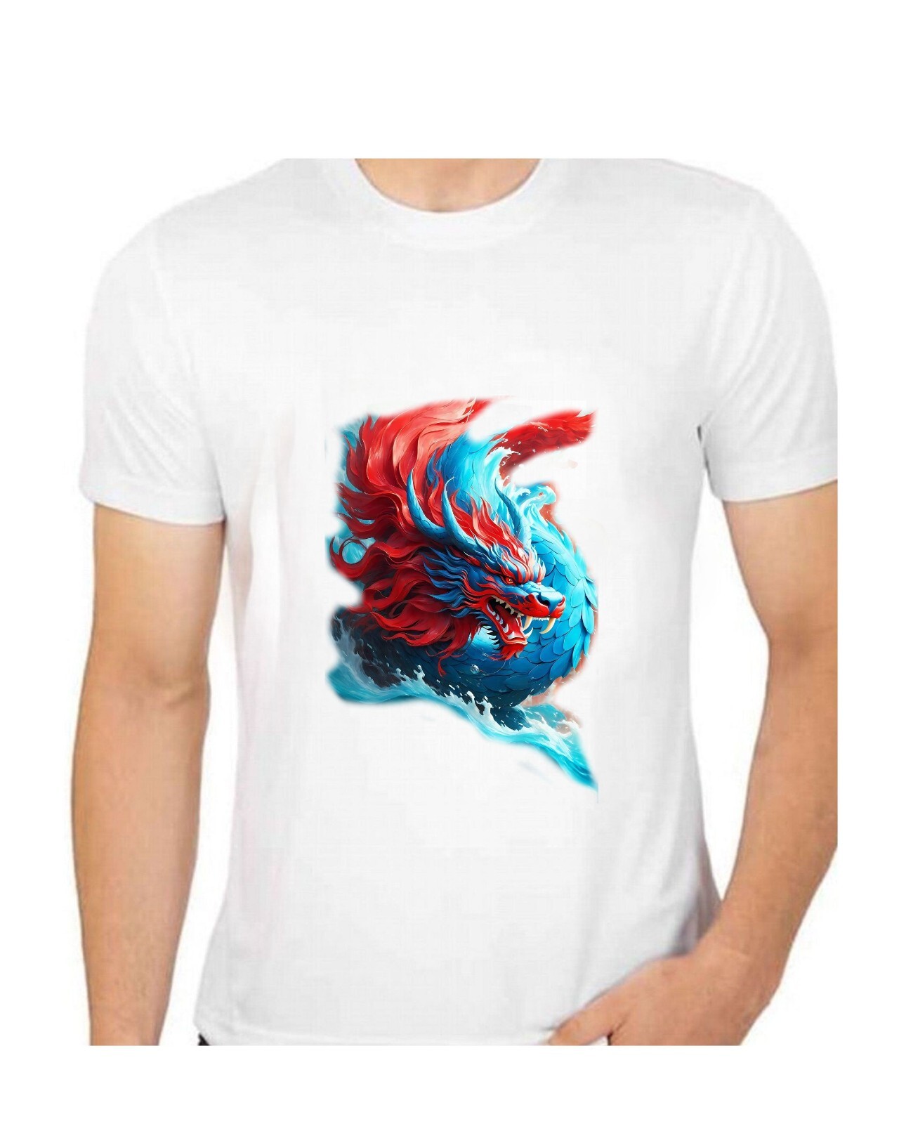 AI Fantasy Art Dragon T shirt for Men Apparel Short Sleeve Clothing