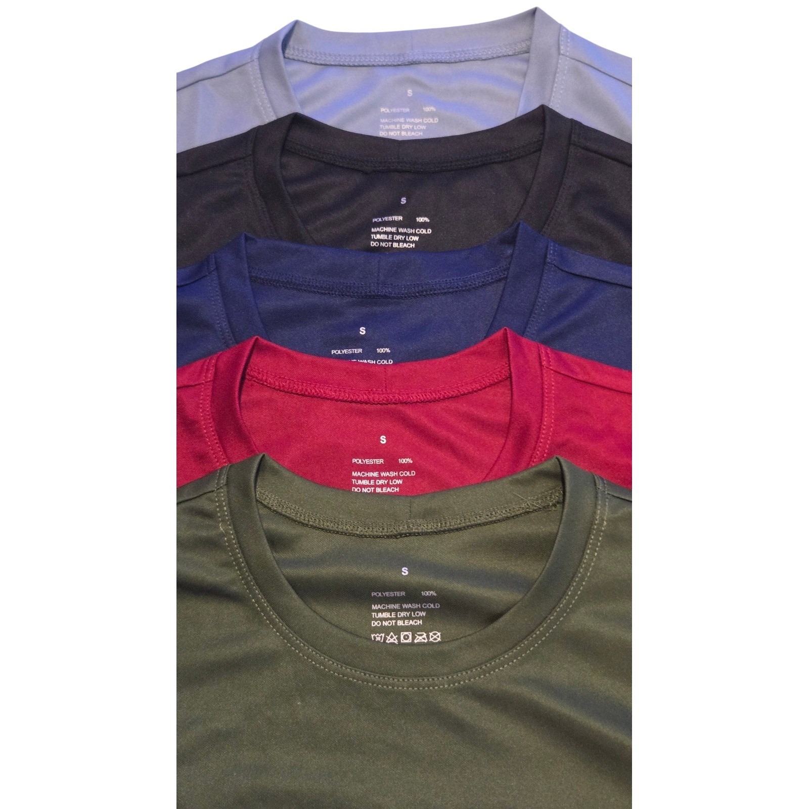 5-Pack Mens Long Sleeve Performance Shirts Small Athletic Crew Neck Multi Color gallery