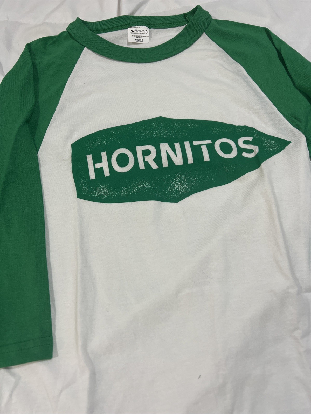 Hornitos Tequila Logo 3/4 Length Sleeve T-Shirt Raglan Green White Unisex Small