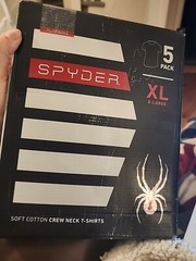 SPYDER Men’s 5-Pack 100% Soft Cotton Crew Neck White T-Shirts NWT $90 NIB