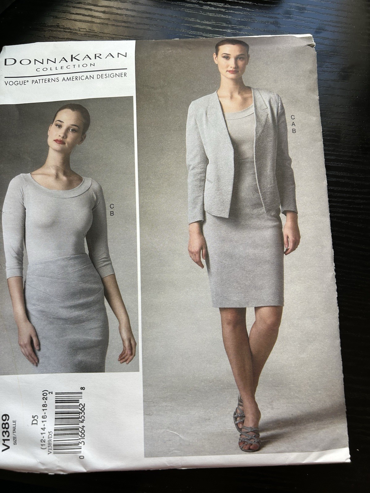 Vogue Patterns Donna Karan V1389 Jacket Top and Skirt Women’s Size D5 (12-20)