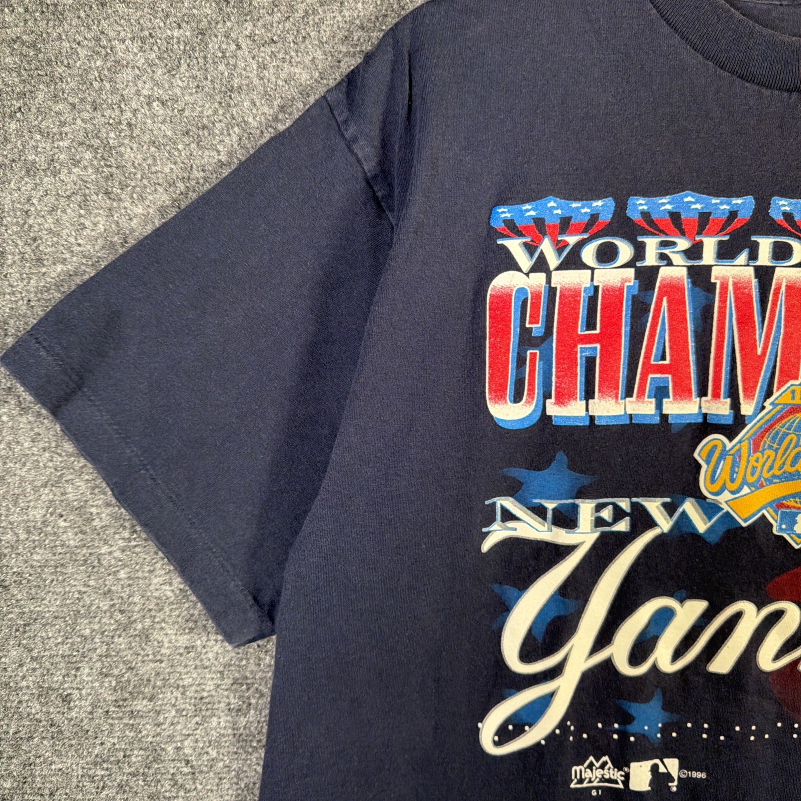 Vintage New York Yankees Shirt Mens Large Blue 90s Baseball MLB Sports 1996 USA gallery