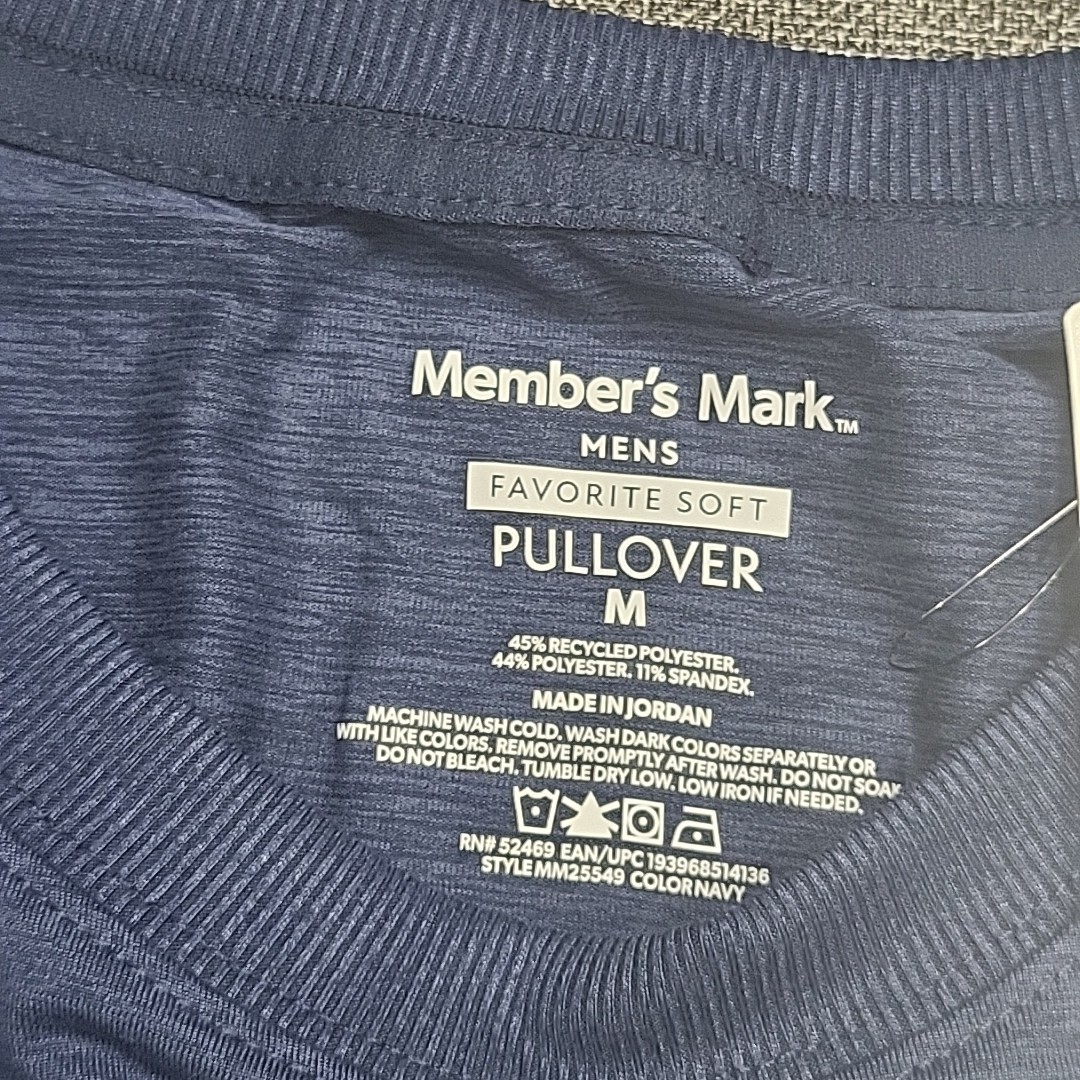 Members Mark Mens Pullover Medium Size Blue Long Sleeves Top with Zip Pocket gallery