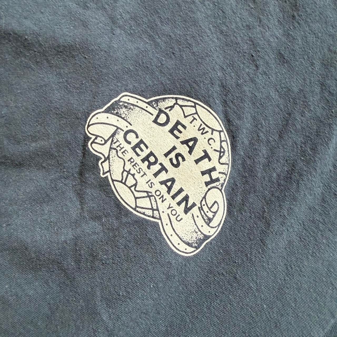 DEATH IS CERTAIN Graphic Skater Tee - Faded Blue Grunge Shirt, Size M gallery