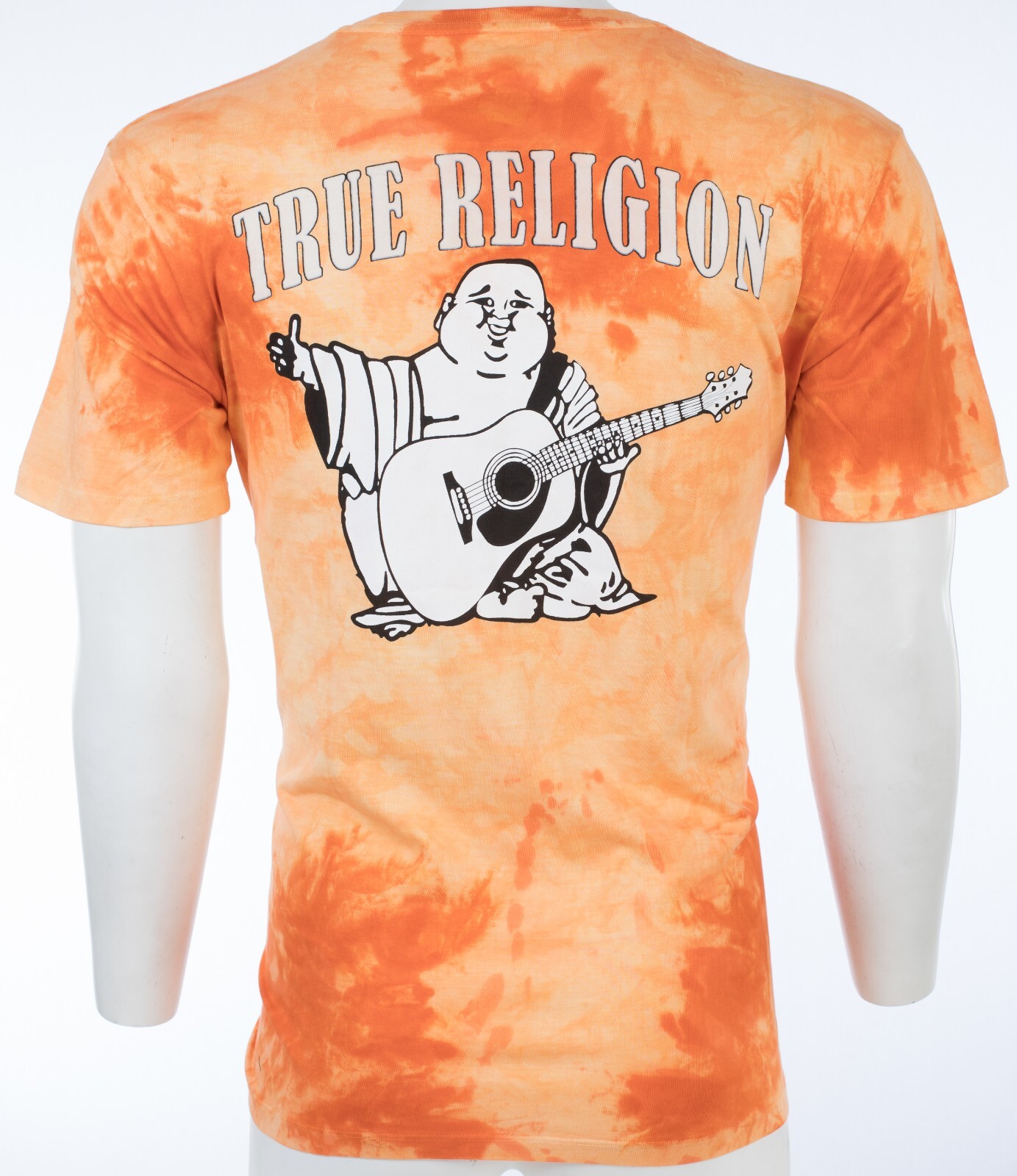 $79 TRUE RELIGION Orange BUDDHA TIE DYE Short Sleeve Designer Graphic T-shirt gallery