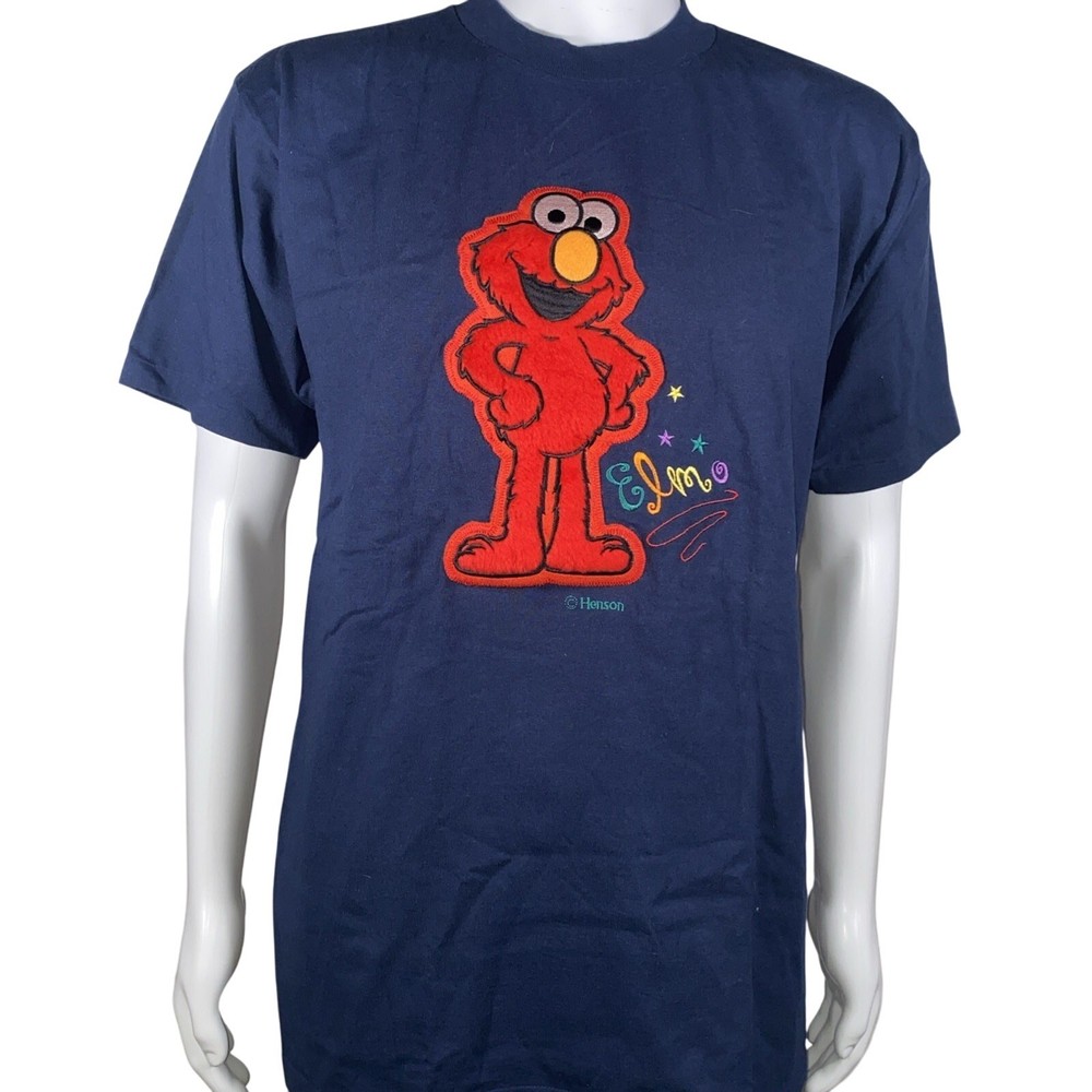 Elmo Single Stitch T-Shirt Vintage 90s Embroidered Blitzz Intl Tag Made USA Sz L