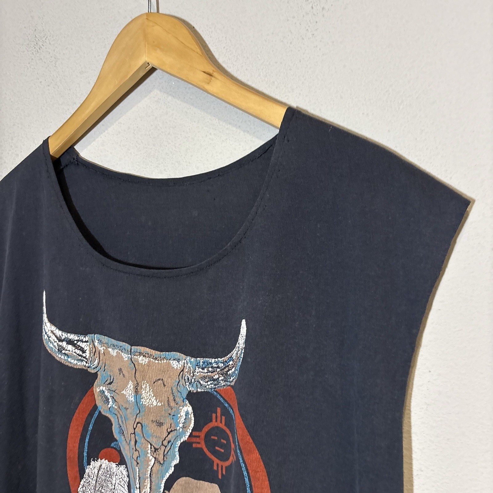 Rodeo PBR Fringe T-Shirt Mens L Black Beaded Native Style Vintage 90s Fringe USA gallery