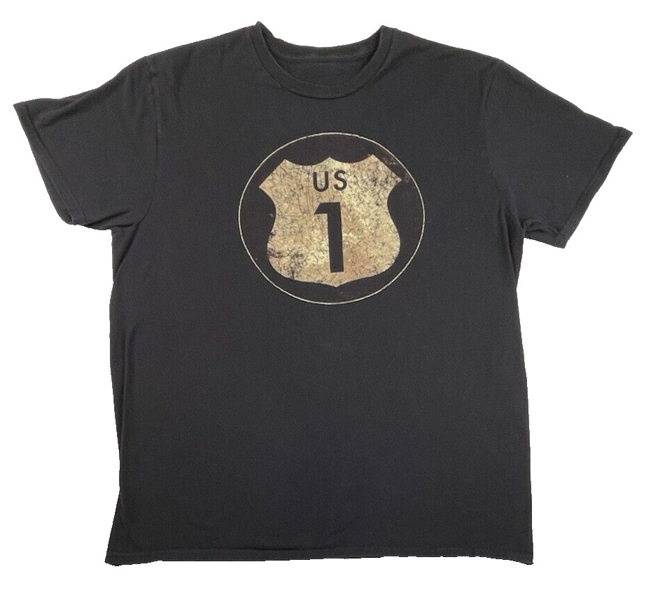 US 1 Route Road Trip T-Shirt Mens Medium Black Short Sleeve Outdoor Stretch gallery