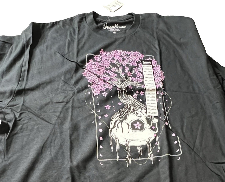 NEW Spencers Threadless Mens 2XL T-shirt Graphic Tee Black Skull Tree Gothic Emo gallery