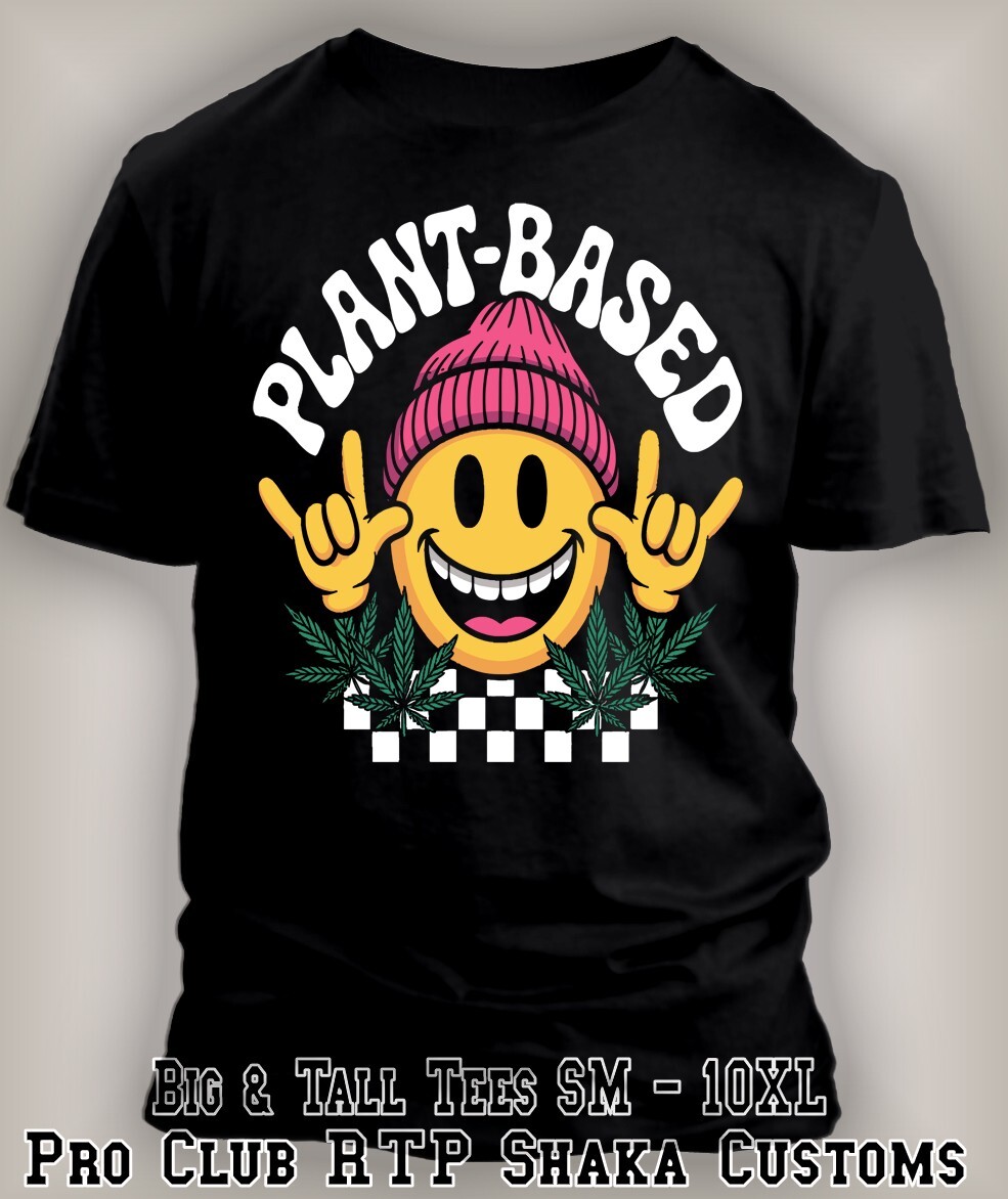 Plant Based Funny Smiley Trendy 420 Graphic Streetwear Tee Shirt Big & Tall Sm gallery