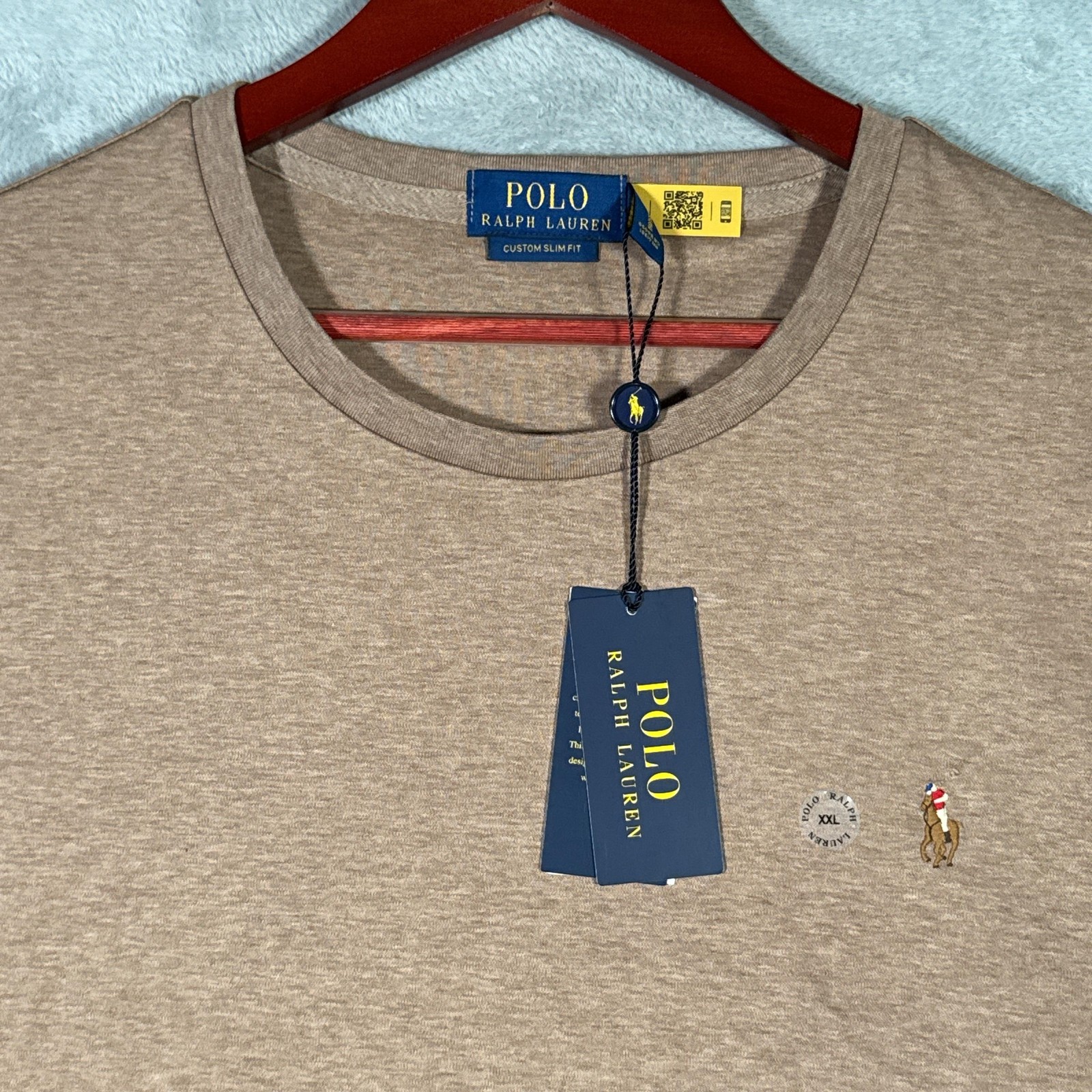 Polo Ralph Lauren Shirt Mens 2XL Brown Custom Slim Fit Polo Bear Classics Tee gallery