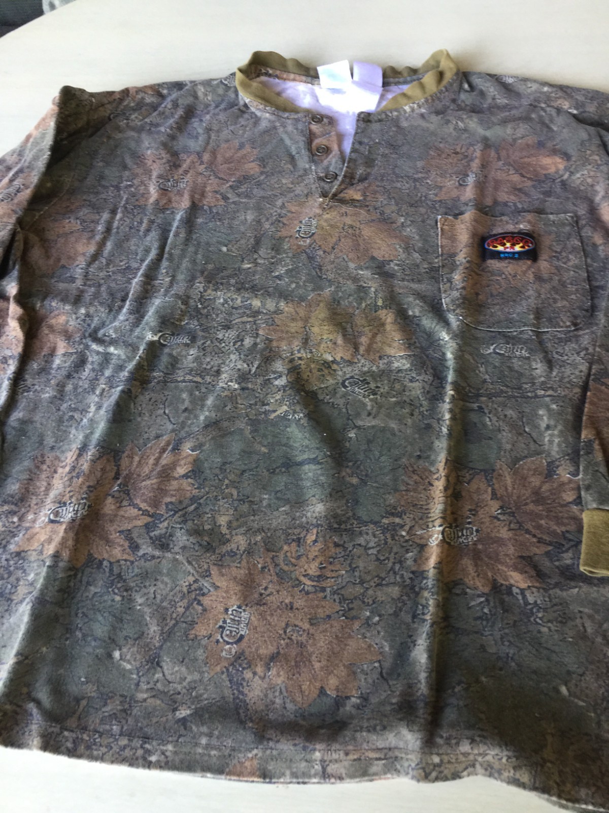 VTG Rasco FR Shirt Mens 3XL Brown Green Camo Henley Flame Resistant Hunting gallery