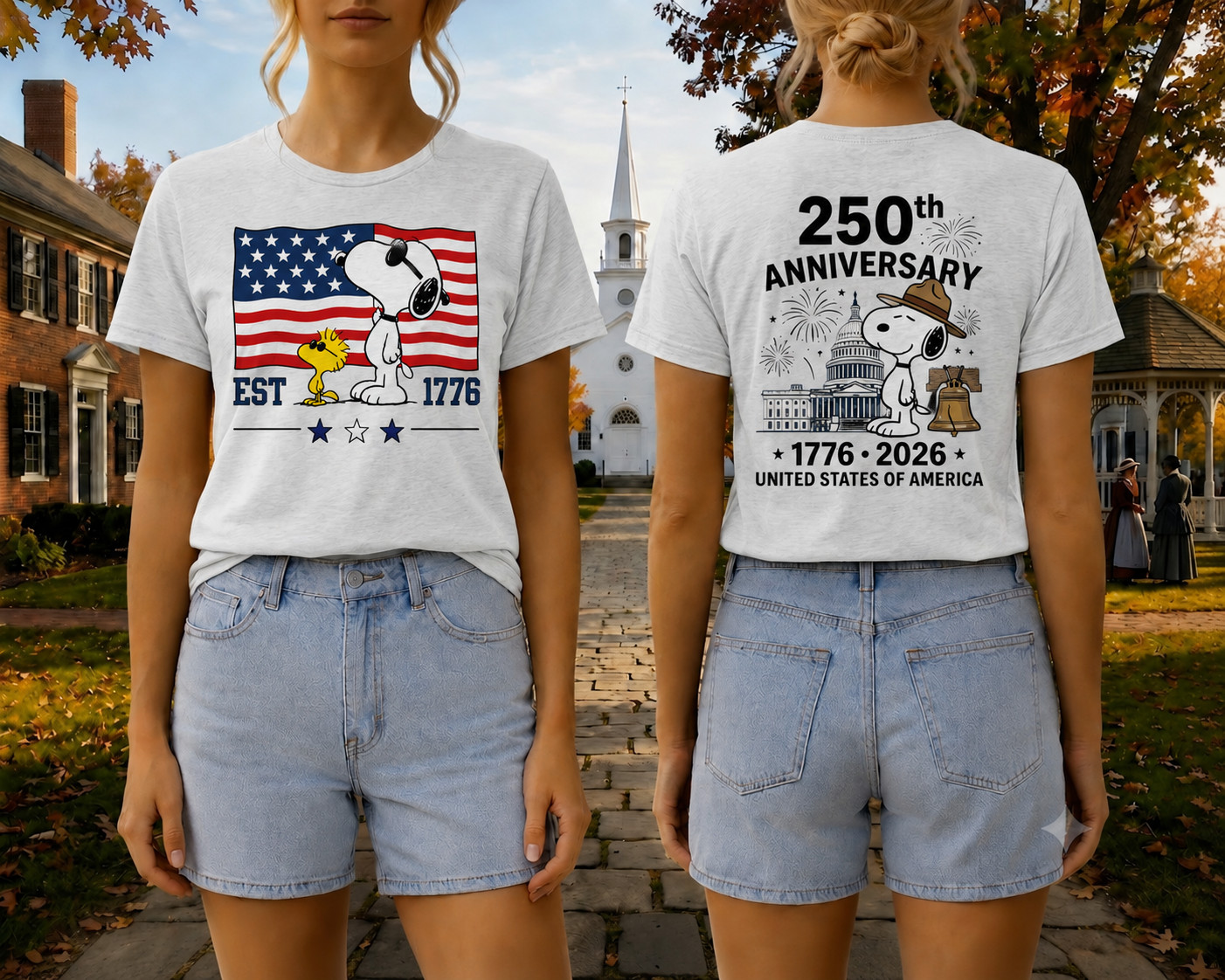 Snoopy 250th Anniversary T Shirt Front Back 1776 2026 America 4th Of July Tee gallery
