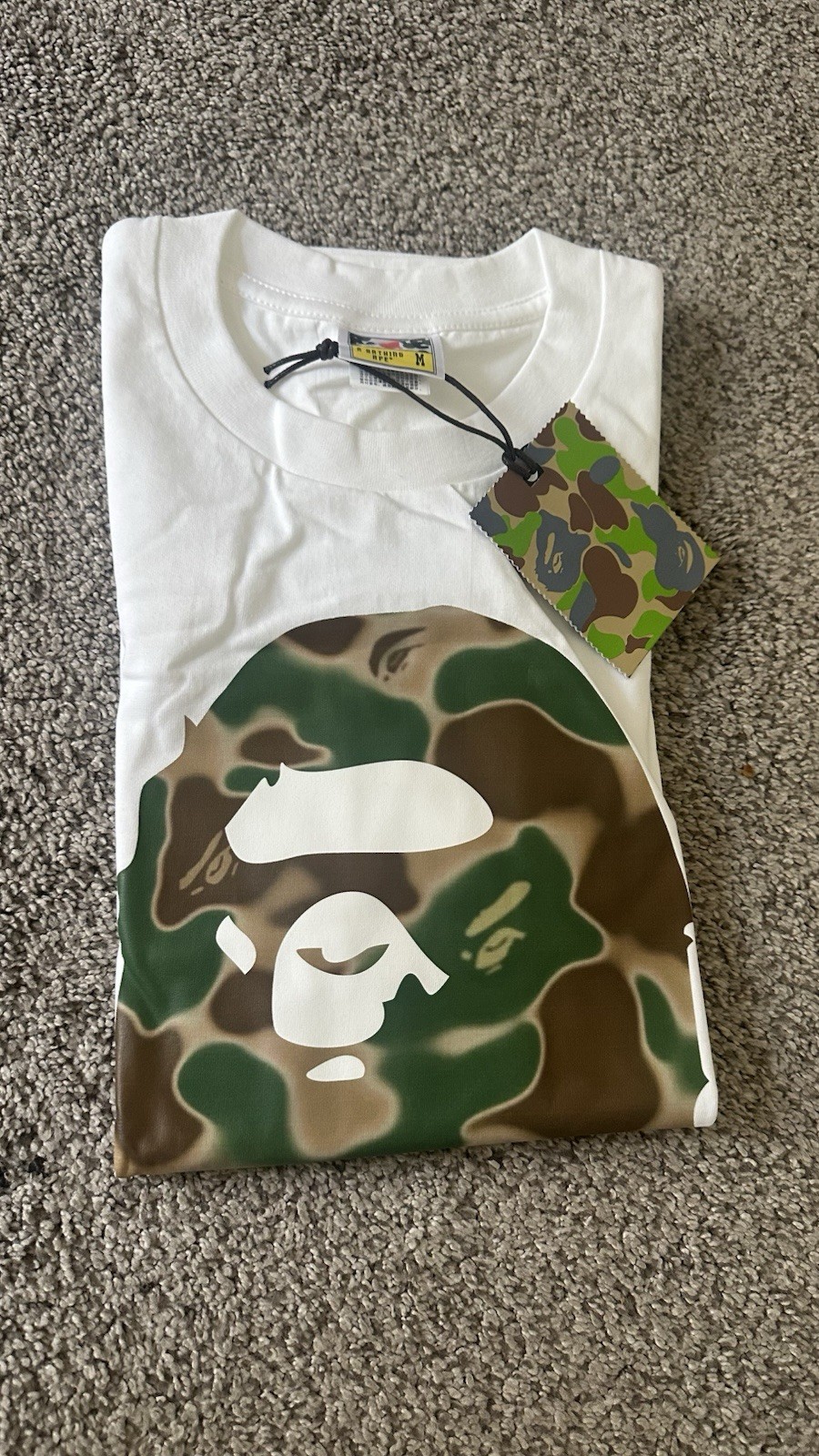 A Bathing Ape BAPE Mens Size M White Camo Ape Head Logo Graphic Tee Crew Neck gallery