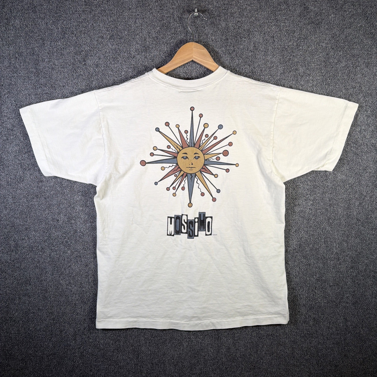 Vintage Mossimo Shirt Mens Medium White 90s Stussy Sun Abstract Art Skate Surf gallery
