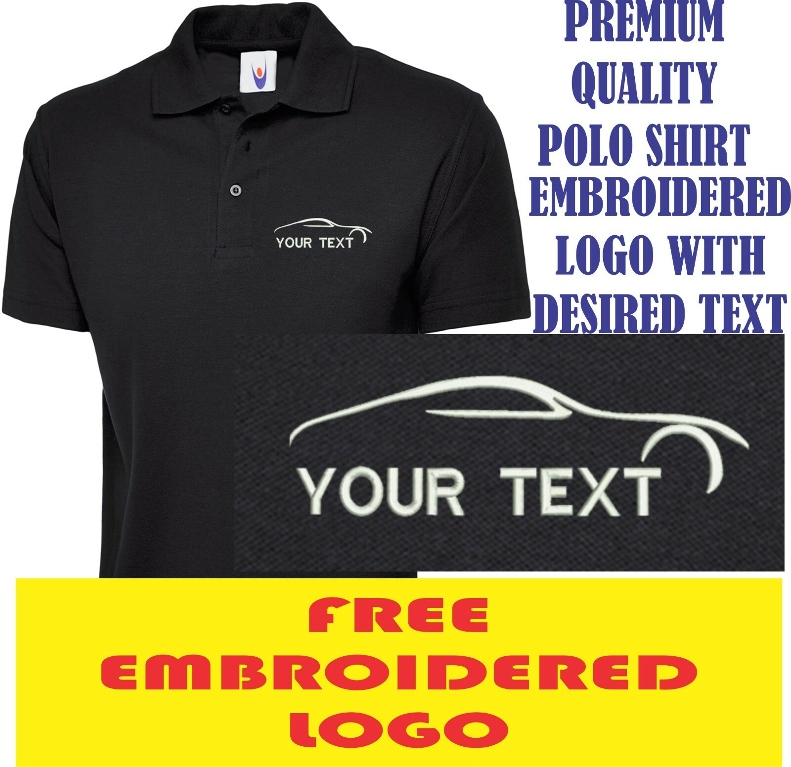 Personalised Embroidered Car Company Custom Name Text Shirt Uneek The UX1 Polo gallery