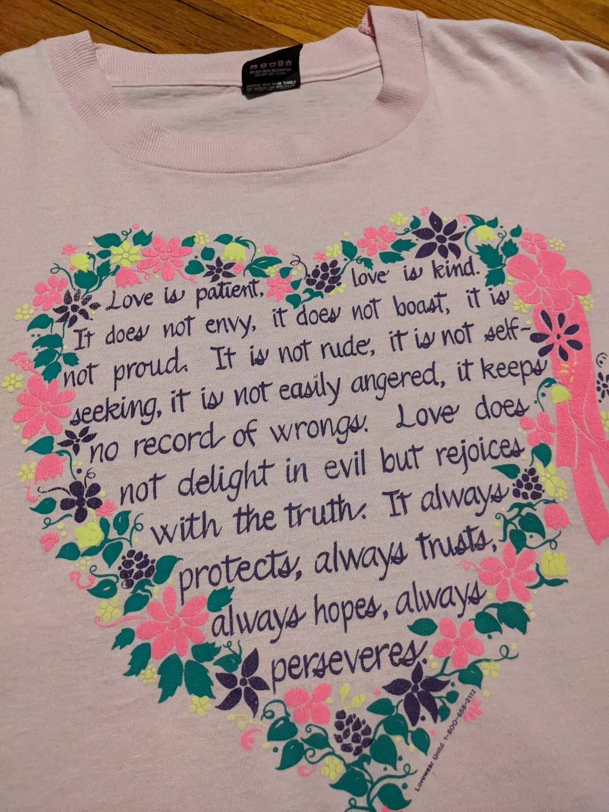 Vintage 90s Screen Stars Men's Pink Love Quotes T-shirt sz XL gallery