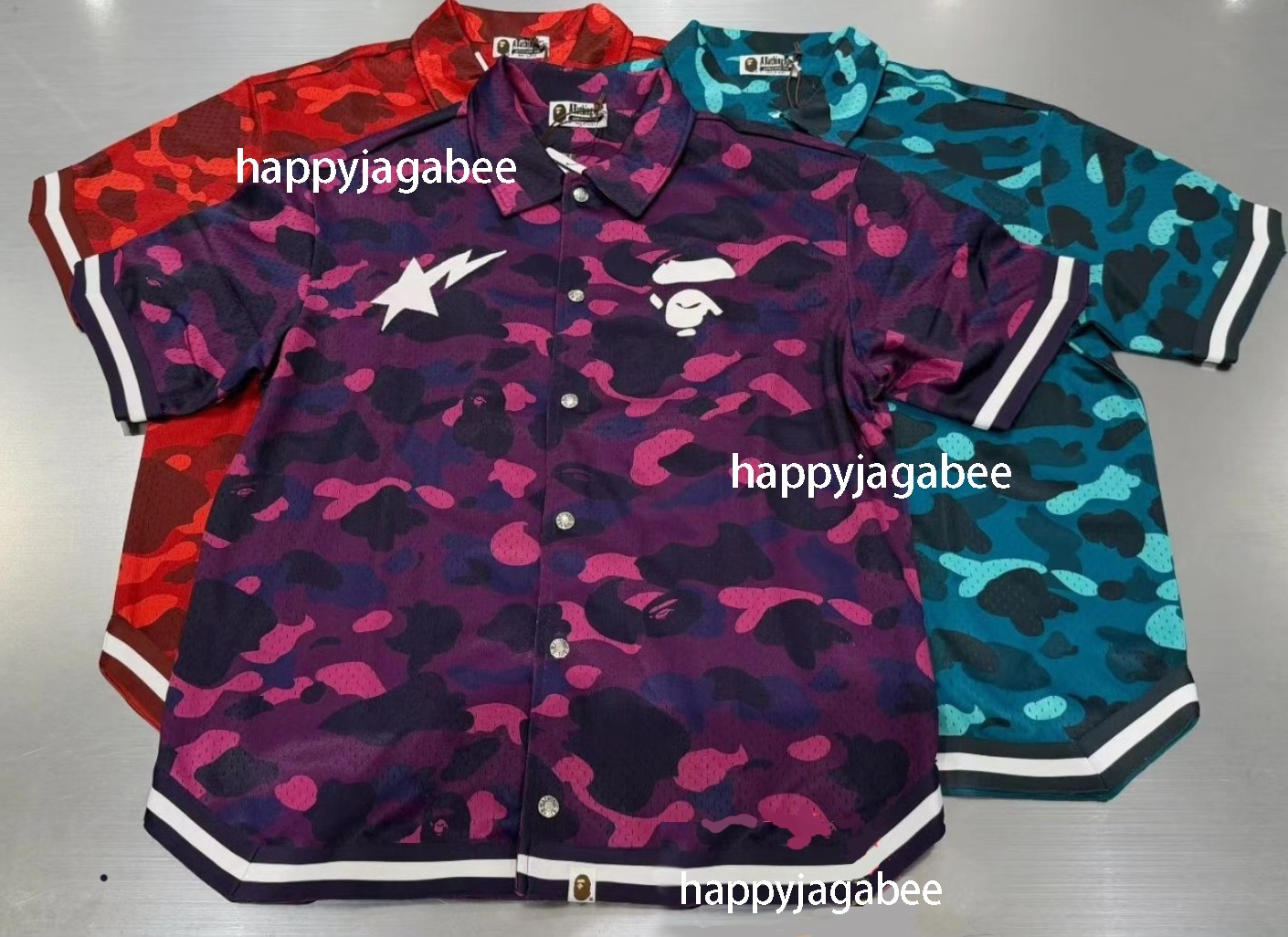 A BATHNIG APE Men's COLOR CAMO WARM UP SS SHIRT 1M30132314 bz gallery