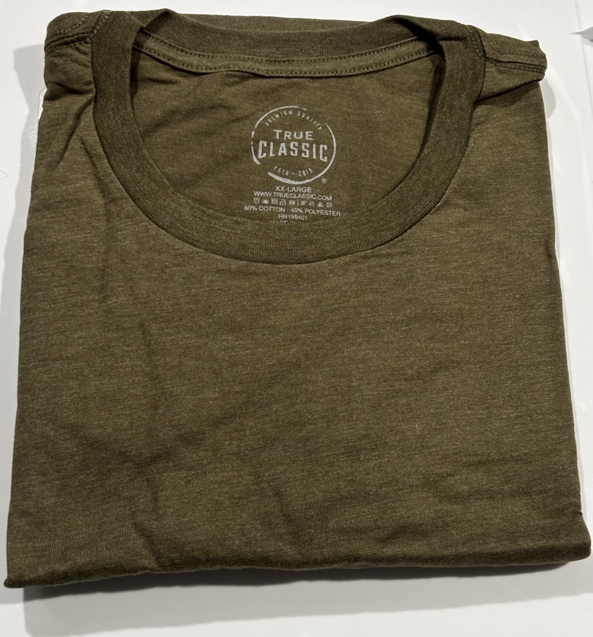 True Classic Men’s Crew Neck T-Shirt XXL Olive Green Short Sleeve New gallery