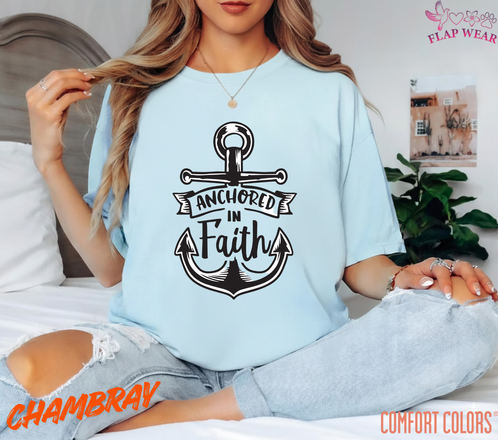 Unisex Anchored In Faith T-Shirt, Men T shirt,Women T shirt Gift Christian Top gallery