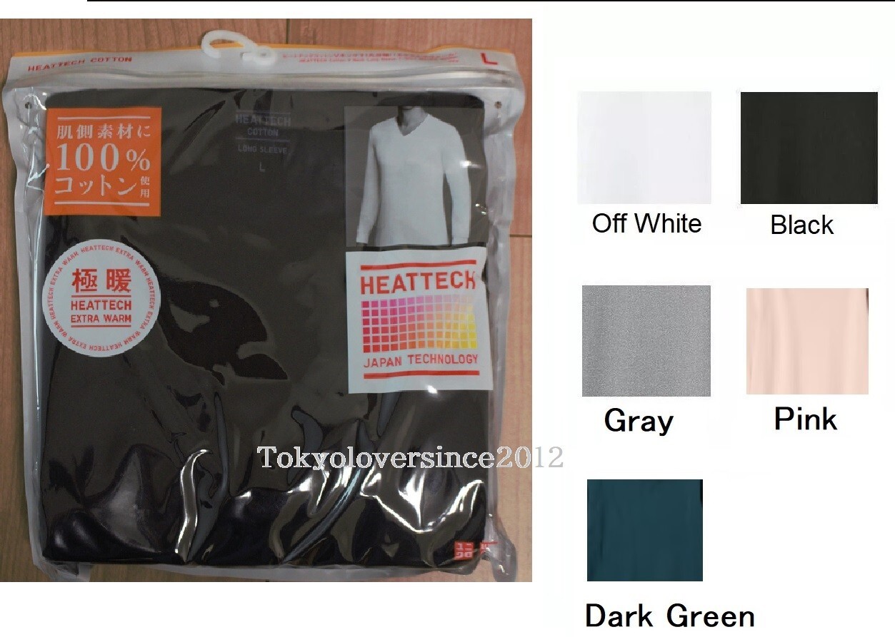 UNIQLO Men Heattech Cotton Extra Warm 極暖 Long Sleeve V Neck T-shirt X-4XL