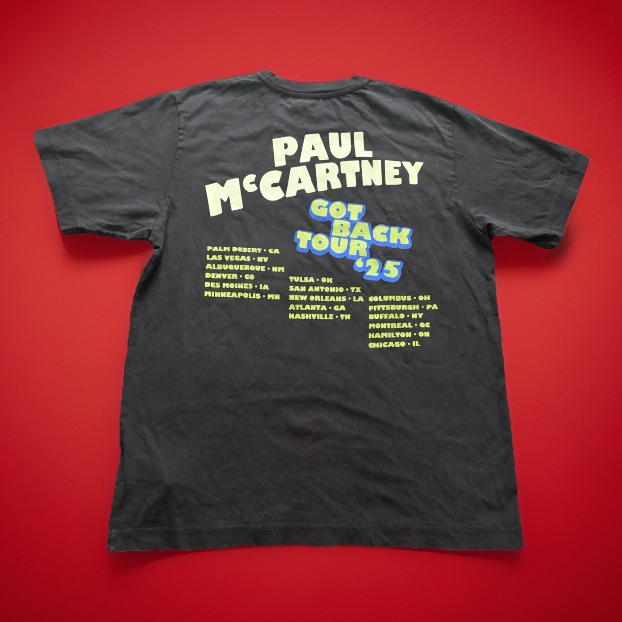 Paul McCartney Got Back Tour 2025 Merch Band Shirt City Stops Two Sided Medium gallery