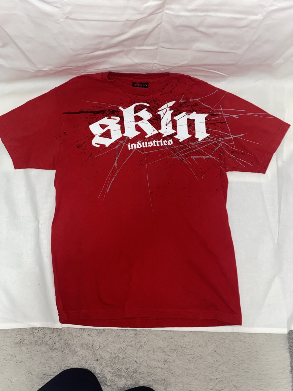 Vtg Y2k Skin Industries Mens XL T Shirt Graphic 2000s Grunge Punk Skater Tattoo