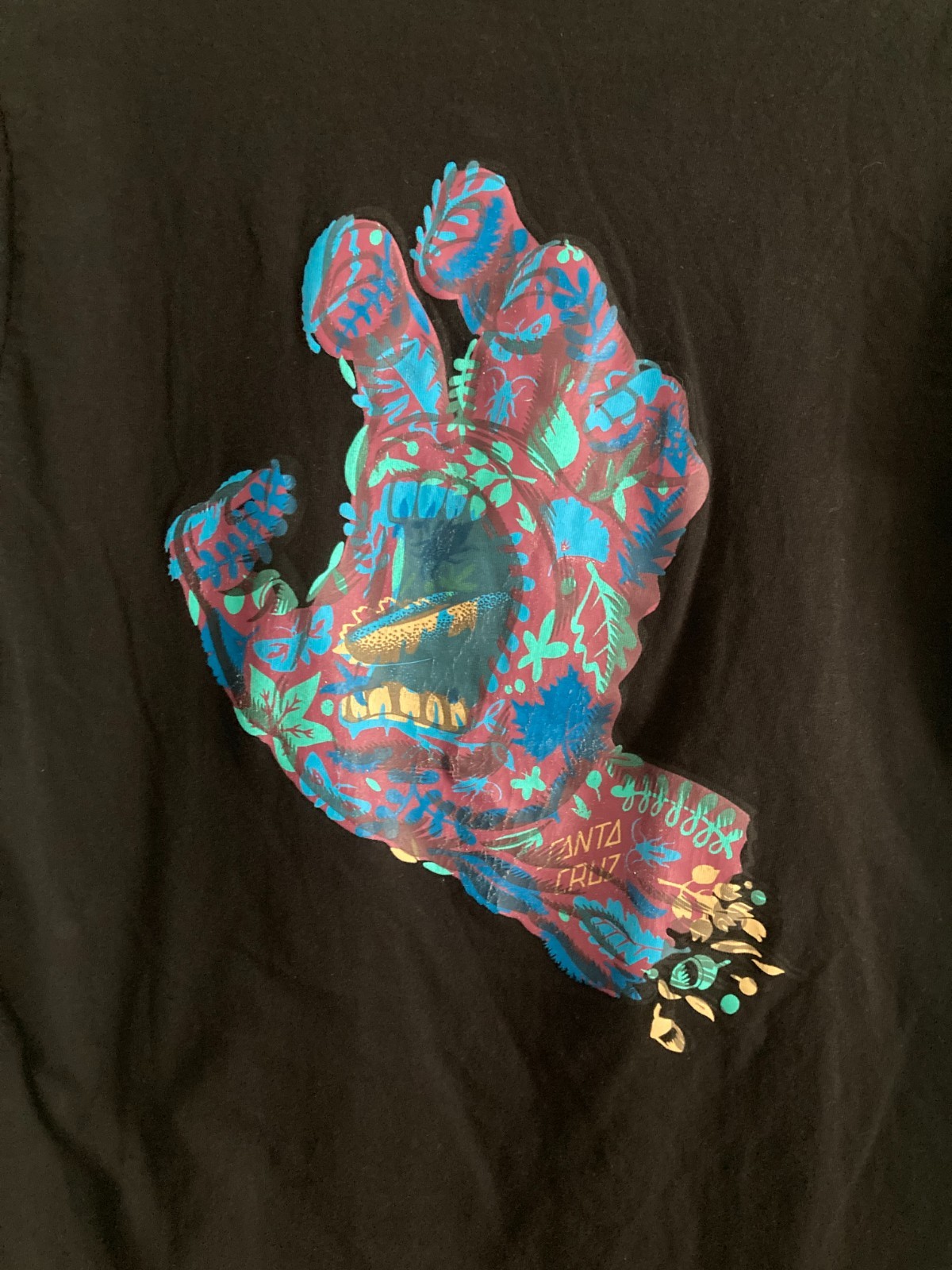 Santa Cruz Screaming Hand T Shirt Small Black Organic Cotton Purple SMALL gallery