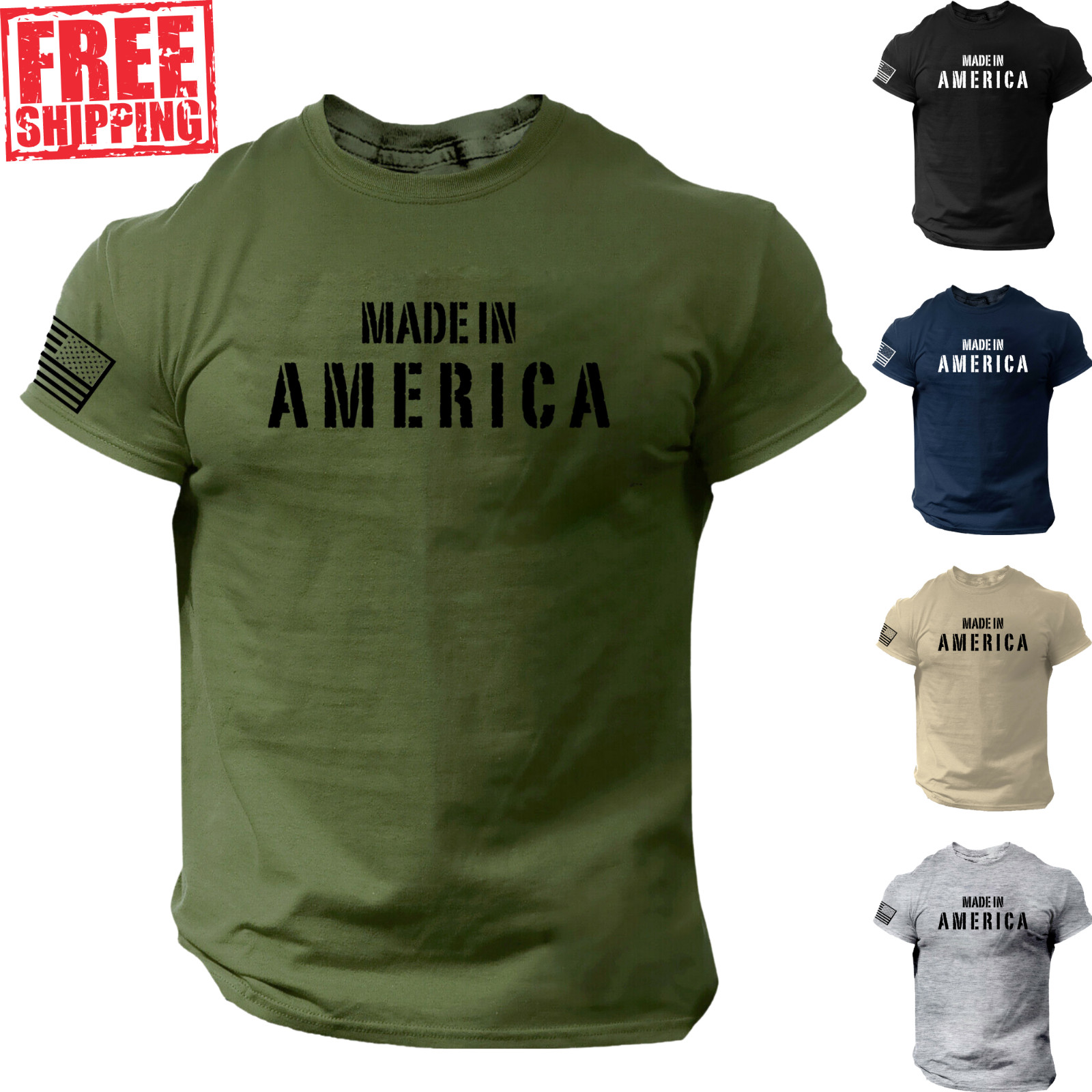Made in America T Shirt USA Flag Military Patriotic Tee gallery
