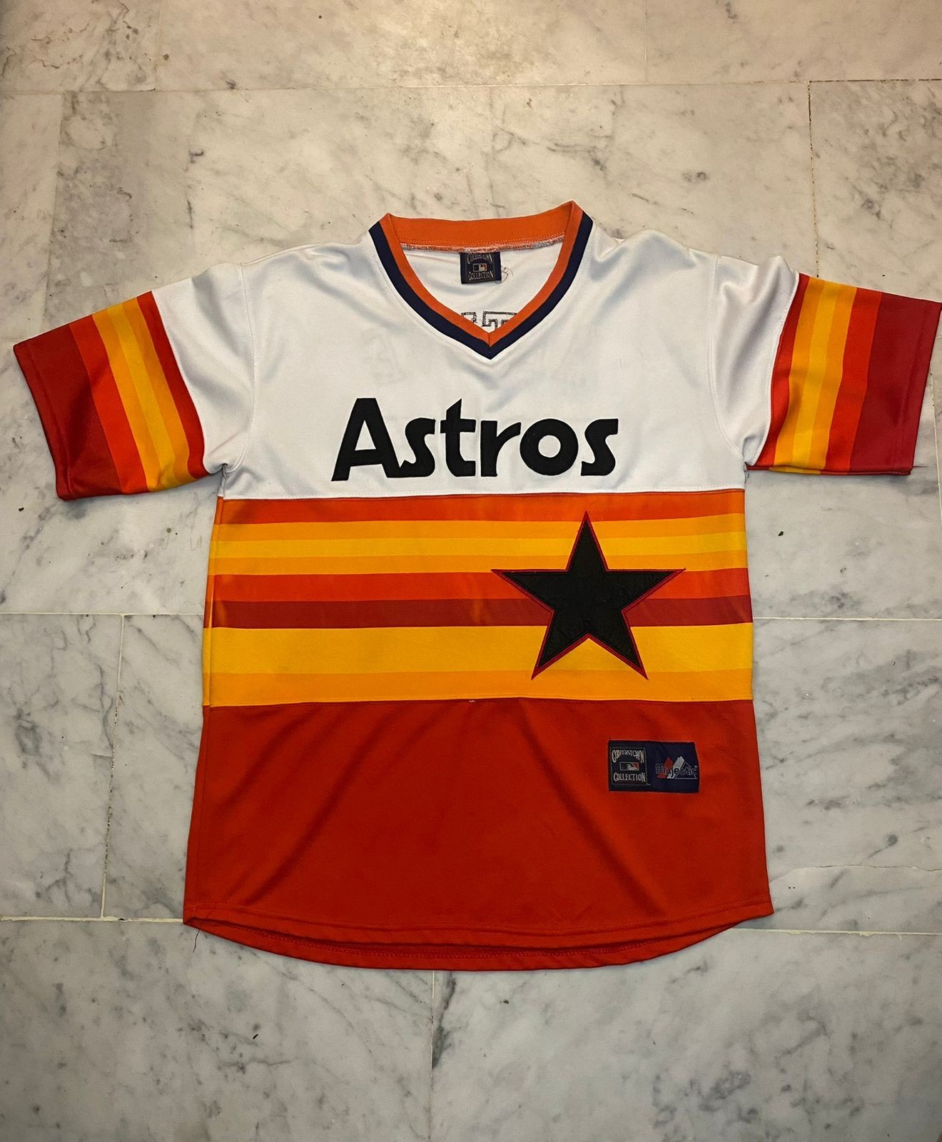 Vintage 90s Houston Astros Majestic Cooperstown Collection Rainbow Jersey L gallery