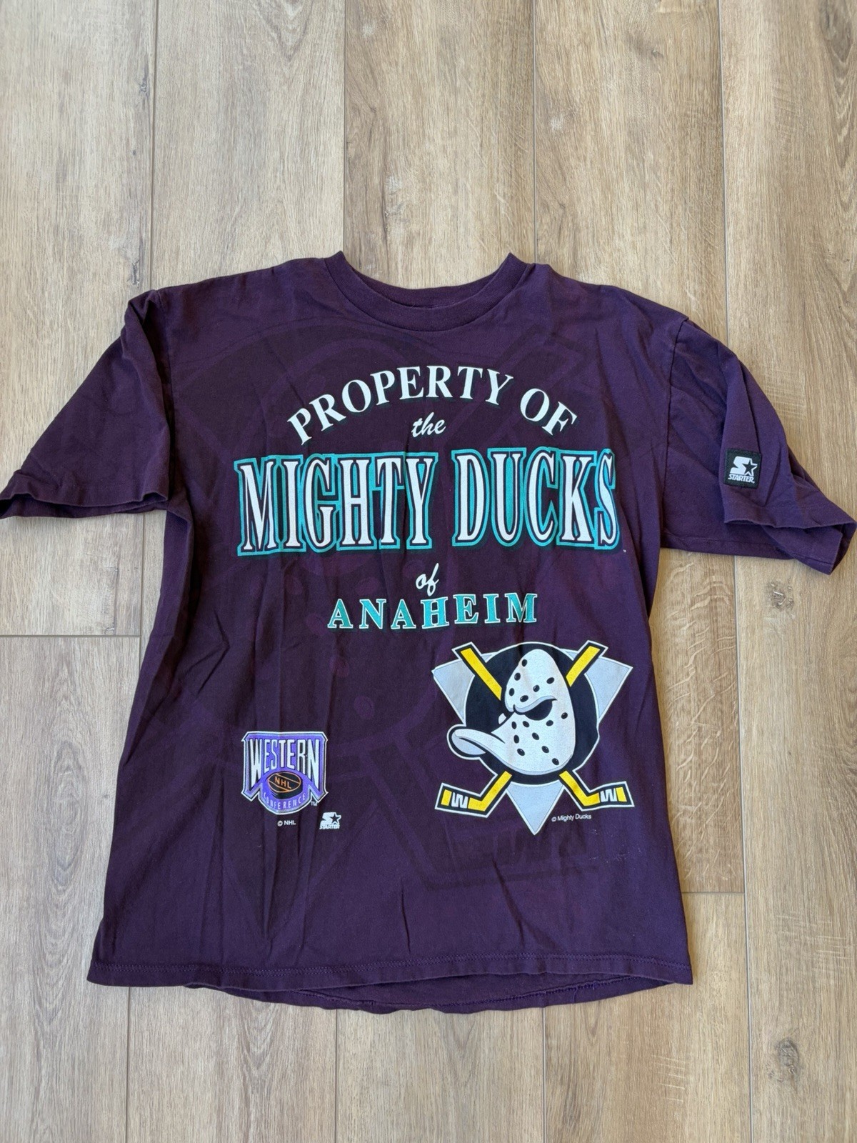 Vintage Starter Mighty Ducks T Shirt Size Large gallery
