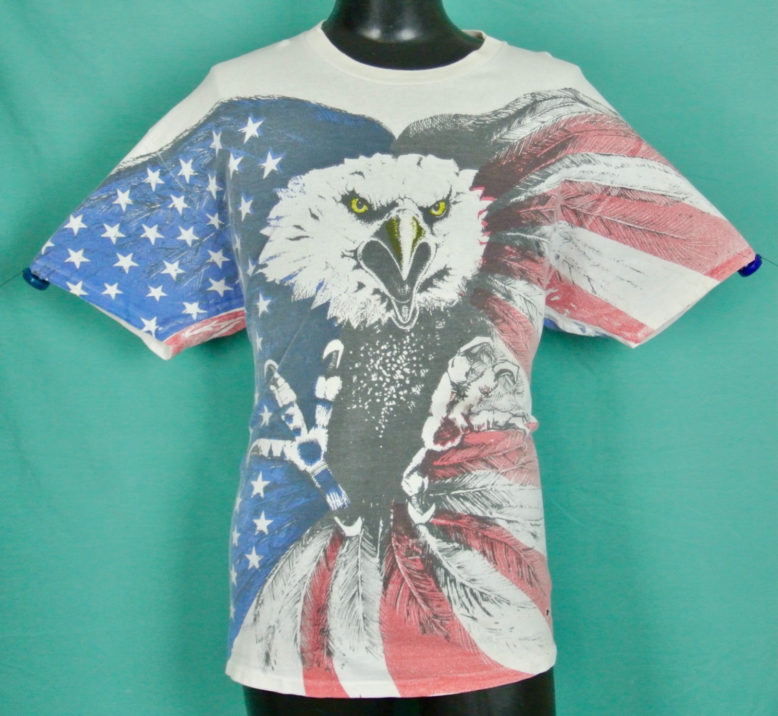 Vintage All Over Print Attacking American Bald Eagle Tee Shirt DELTA XL X large gallery