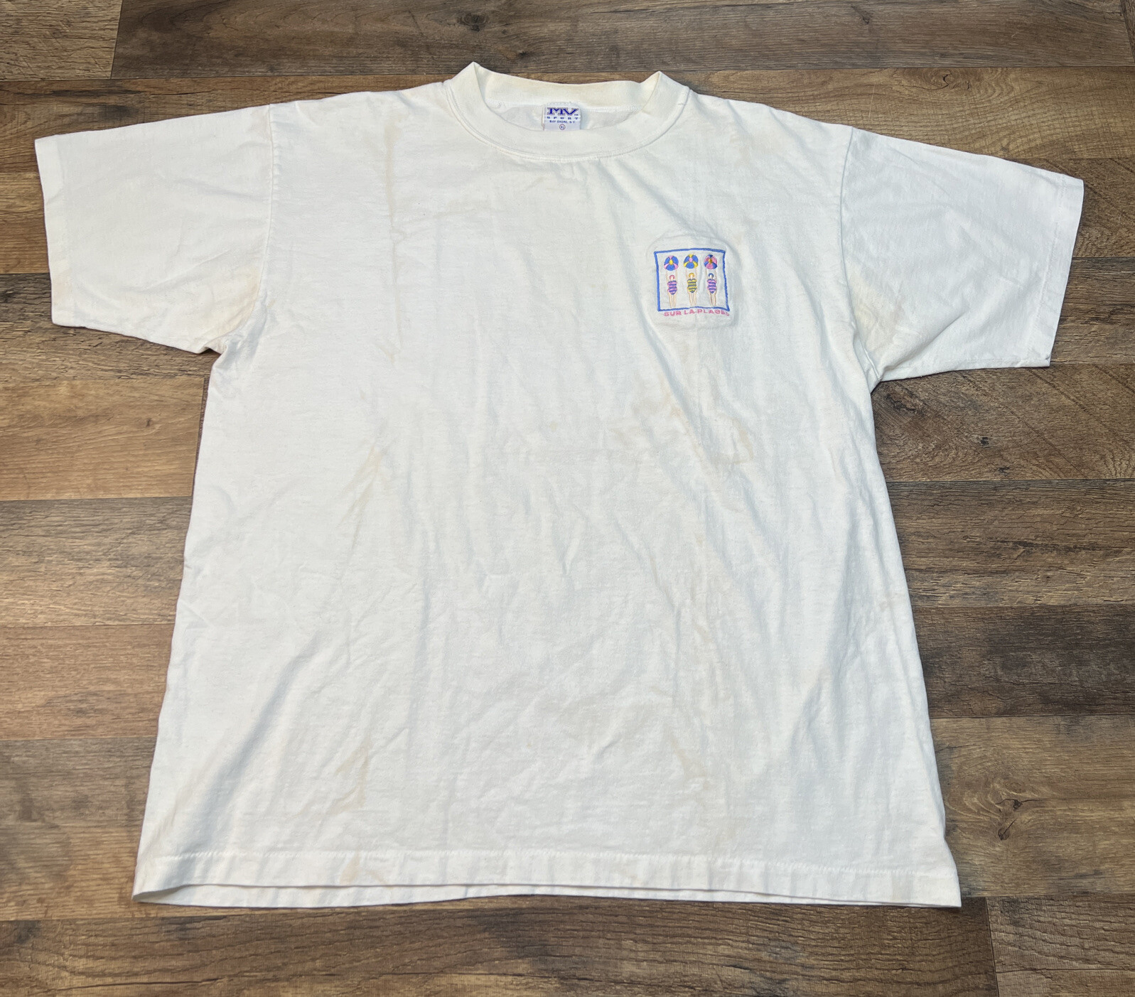 Vintage Travel T Shirt MV Sport Tee USA Made Men’s XL Sur La Plage NJ Swimmers gallery