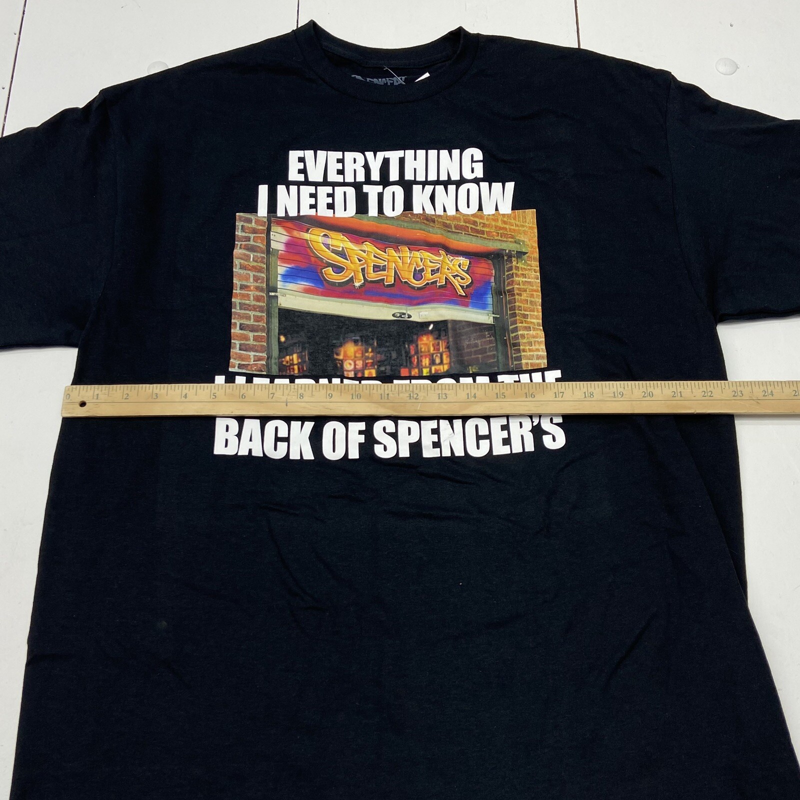 Spencer’s Black Short Sleeve Graphic T-Shirt Adult Size XL NEW Everything I Know gallery
