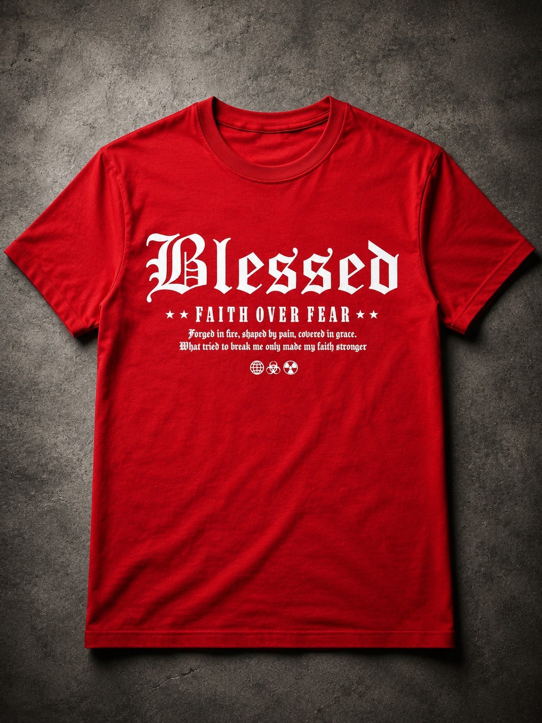 Blessed Ober Fear Shirt Red Medium Size