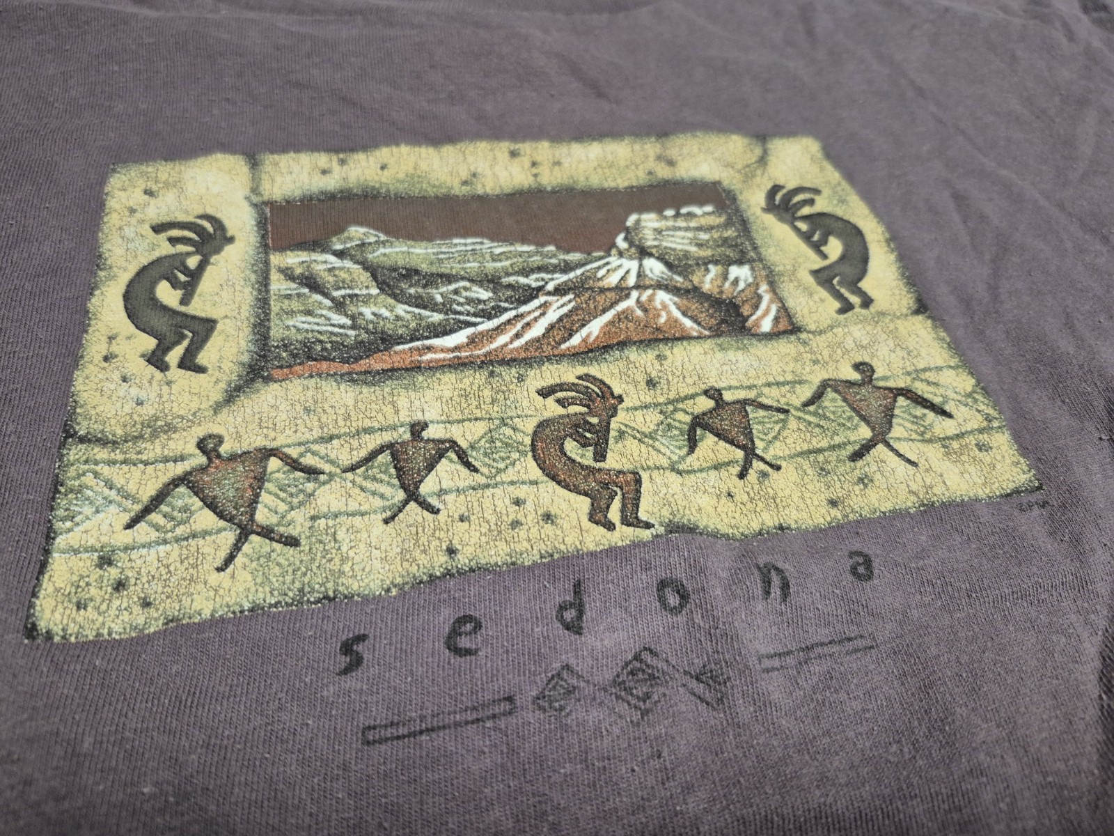 Vtg 90s Sedona Arizona Tee Large Desert Aztec Native Single Stitch Purple Pastel gallery